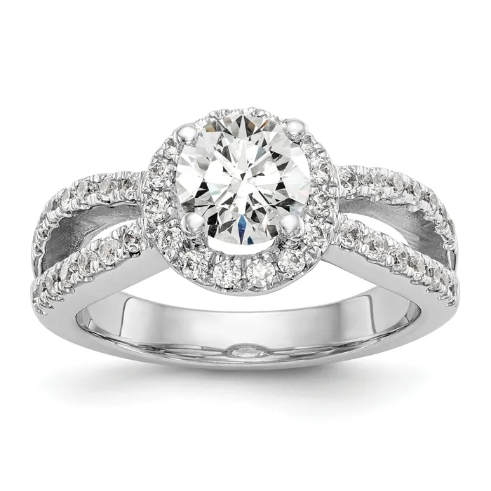 Goldia Rings 075ct CZ Solid Real 14K White Gold Round Halo Engagement Ring Goldia Rings 075ct CZ Solid Real 14K White Gold Round Halo Engagement Ring