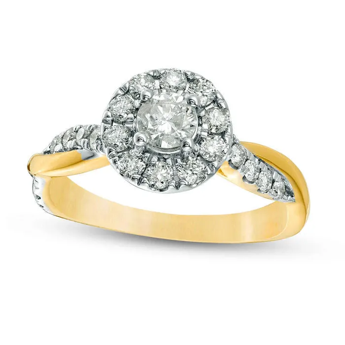 Goldia Rings 088 CT TW Natural Diamond Frame Twist Shank Engagement Ring in Solid 10K Yellow Gold Goldia Rings 088 CT TW Natural Diamond Frame Twist Shank Engagement Ring in Solid 10K Yellow Gold
