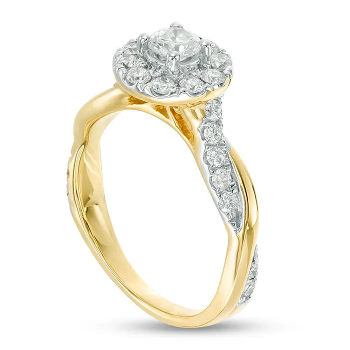 Goldia Rings 088 CT TW Natural Diamond Frame Twist Shank Engagement Ring in Solid 10K Yellow Gold Goldia Rings 088 CT TW Natural Diamond Frame Twist Shank Engagement Ring in Solid 10K Yellow Gold