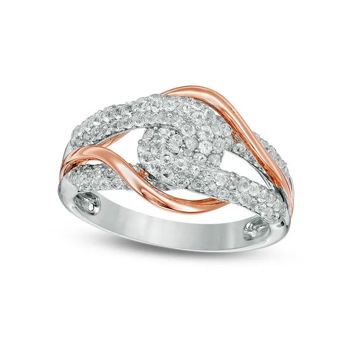 Goldia Rings 10 CT TW Composite Natural Diamond Bypass Ring in Solid 14K TwoTone Gold Goldia Rings 10 CT TW Composite Natural Diamond Bypass Ring in Solid 14K TwoTone Gold