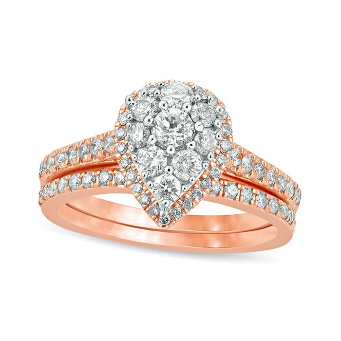 Goldia Rings 10 CT TW Composite Pear Natural Diamond Frame Bridal Engagement Ring Set in Solid 10K Rose Gold Goldia Rings 10 CT TW Composite Pear Natural Diamond Frame Bridal Engagement Ring Set in Solid 10K Rose Gold