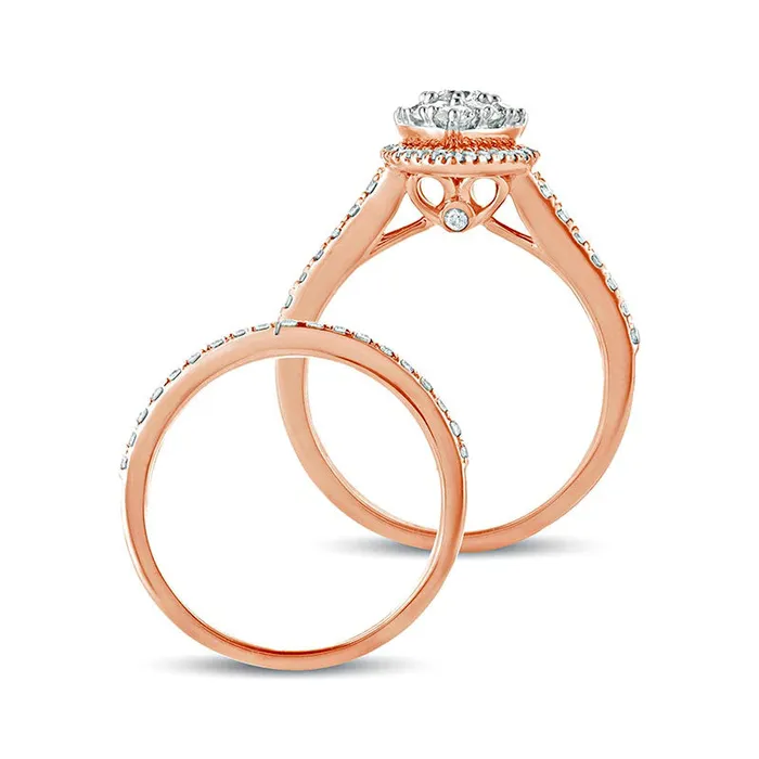 Goldia Rings 10 CT TW Composite Pear Natural Diamond Frame Bridal Engagement Ring Set in Solid 10K Rose Gold Goldia Rings 10 CT TW Composite Pear Natural Diamond Frame Bridal Engagement Ring Set in Solid 10K Rose Gold