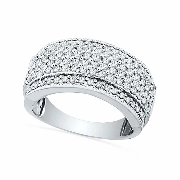 Goldia Rings 10 CT TW Natural Diamond Cluster Wide Anniversary Band in Solid 10K White Gold Goldia Rings 10 CT TW Natural Diamond Cluster Wide Anniversary Band in Solid 10K White Gold