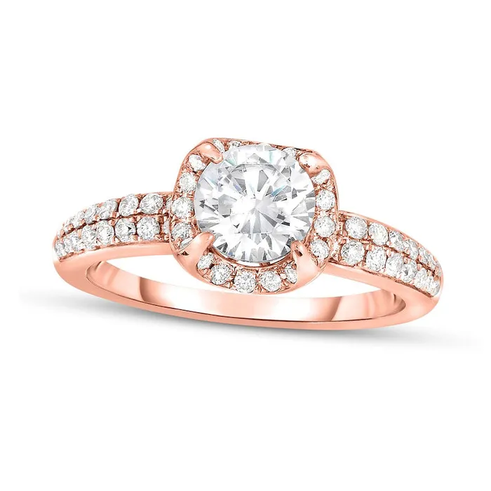Goldia Rings 10 CT TW Natural Diamond Frame Double Row Engagement Ring in Solid 14K Rose Gold Goldia Rings 10 CT TW Natural Diamond Frame Double Row Engagement Ring in Solid 14K Rose Gold
