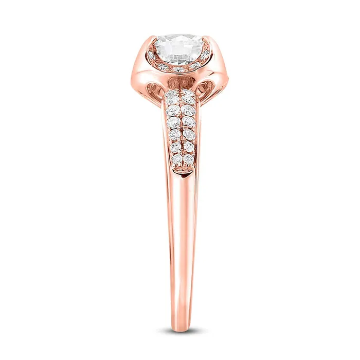 Goldia Rings 10 CT TW Natural Diamond Frame Double Row Engagement Ring in Solid 14K Rose Gold Goldia Rings 10 CT TW Natural Diamond Frame Double Row Engagement Ring in Solid 14K Rose Gold