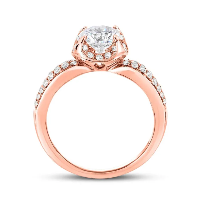 Goldia Rings 10 CT TW Natural Diamond Frame Double Row Engagement Ring in Solid 14K Rose Gold Goldia Rings 10 CT TW Natural Diamond Frame Double Row Engagement Ring in Solid 14K Rose Gold