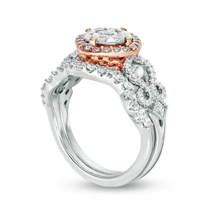 Goldia Rings 125 CT TW Natural Diamond Tilted Cushion Frame Antique VintageStyle Bridal Engagement Ring Set in Solid 10K TwoTone Gold Goldia Rings 125 CT TW Natural Diamond Tilted Cushion Frame Antique VintageStyle Bridal Engagement Ring Set in Solid 10K TwoTone Gold