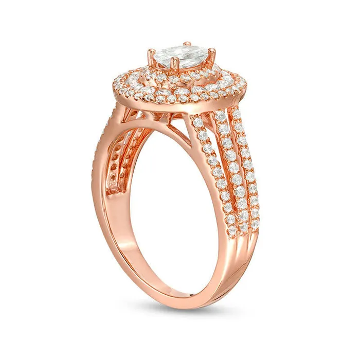 Goldia Rings 133 CT TW Oval Natural Diamond Frame MultiRow Engagement Ring in Solid 14K Rose Gold Goldia Rings 133 CT TW Oval Natural Diamond Frame MultiRow Engagement Ring in Solid 14K Rose Gold