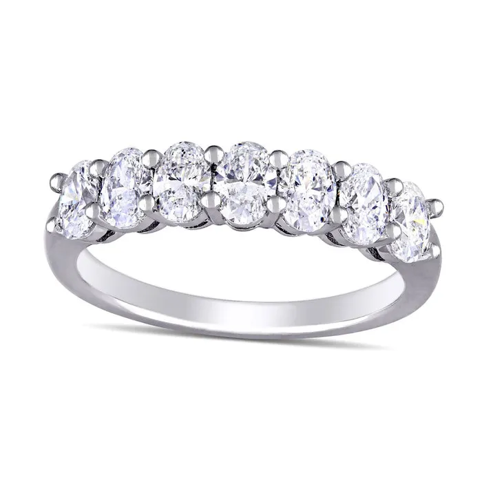 Goldia Rings 133 CT TW Oval Natural Diamond Seven Stone Anniversary Band in Solid 14K White Gold GSI2 Goldia Rings 133 CT TW Oval Natural Diamond Seven Stone Anniversary Band in Solid 14K White Gold GSI2