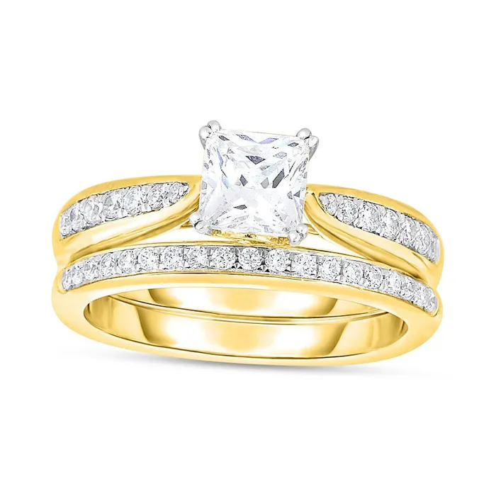 Goldia Rings 133 CT TW PrincessCut Natural Diamond Bridal Engagement Ring Set in Solid 14K Gold Goldia Rings 133 CT TW PrincessCut Natural Diamond Bridal Engagement Ring Set in Solid 14K Gold