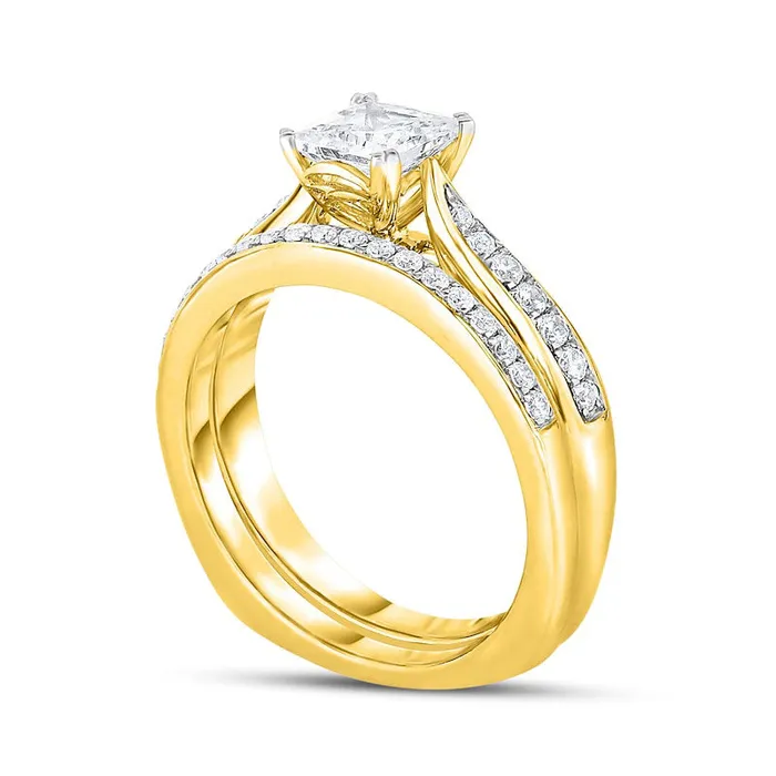 Goldia Rings 133 CT TW PrincessCut Natural Diamond Bridal Engagement Ring Set in Solid 14K Gold Goldia Rings 133 CT TW PrincessCut Natural Diamond Bridal Engagement Ring Set in Solid 14K Gold