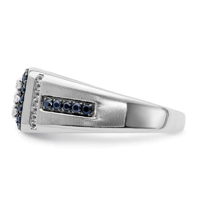 Goldia Rings 10k White Gold 38 Ct Lab Grown Diamond VSSI G and Lab Created Blue Sapphire Mens Ring