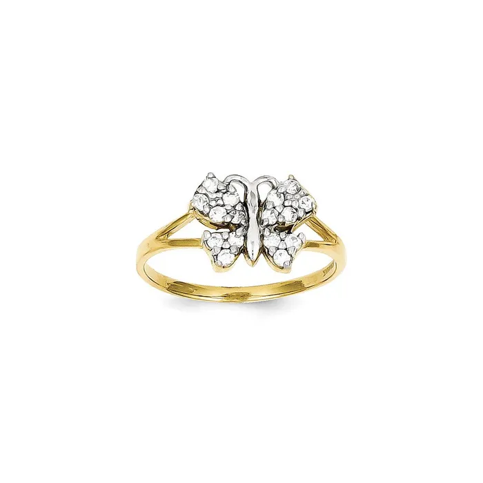 Goldia Rings 10K Yellow Gold u0026 Rhodium CZ Butterfly Ring
