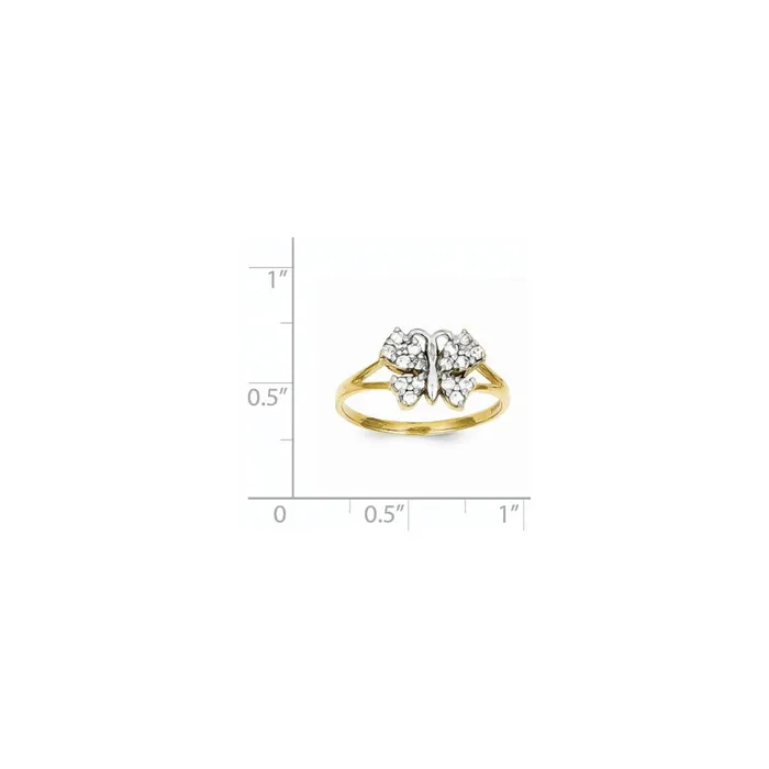 Goldia Rings 10K Yellow Gold u0026 Rhodium CZ Butterfly Ring