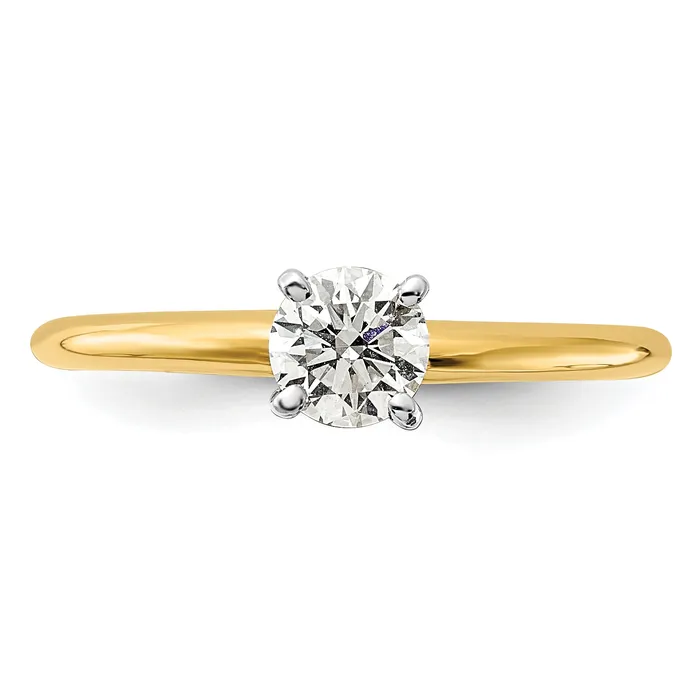 Goldia Rings 14k Twotone 12 Ct Lab Grown Diamond VS F Round Solitaire Engagement Ring