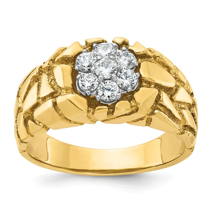 Goldia Rings 14k TwoTone 12 Ct Lab Grown Diamond VSSI G Mens Textured Cluster Nugget Ring Goldia Rings 14k TwoTone 12 Ct Lab Grown Diamond VSSI G Mens Textured Cluster Nugget Ring