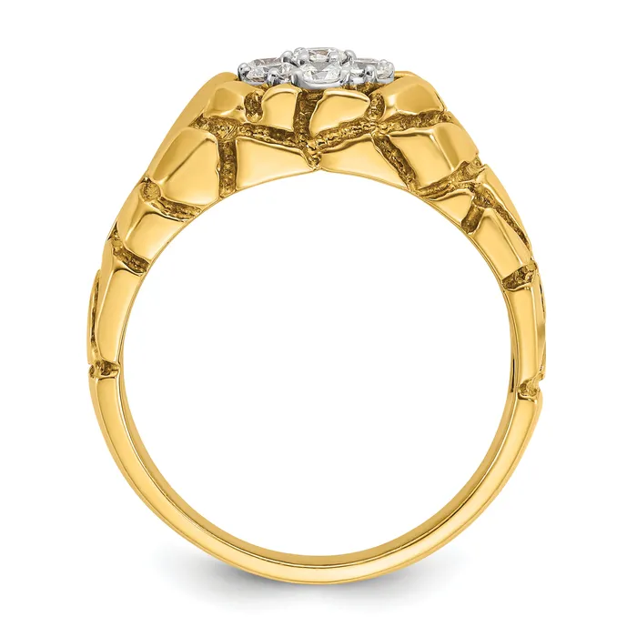 Goldia Rings 14k TwoTone 12 Ct Lab Grown Diamond VSSI G Mens Textured Cluster Nugget Ring