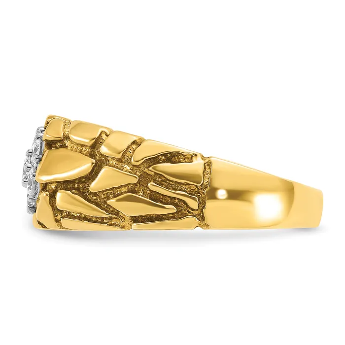 Goldia Rings 14k TwoTone 12 Ct Lab Grown Diamond VSSI G Mens Textured Cluster Nugget Ring