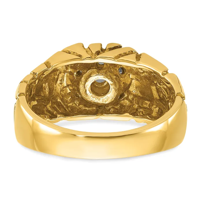 Goldia Rings 14k TwoTone 12 Ct Lab Grown Diamond VSSI G Mens Textured Cluster Nugget Ring