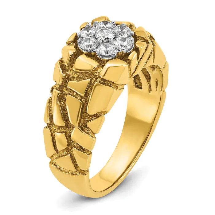 Goldia Rings 14k TwoTone 12 Ct Lab Grown Diamond VSSI G Mens Textured Cluster Nugget Ring