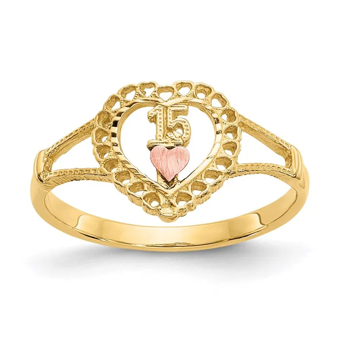 Goldia Rings 14K TwoTone Gold 15 Heart Ring