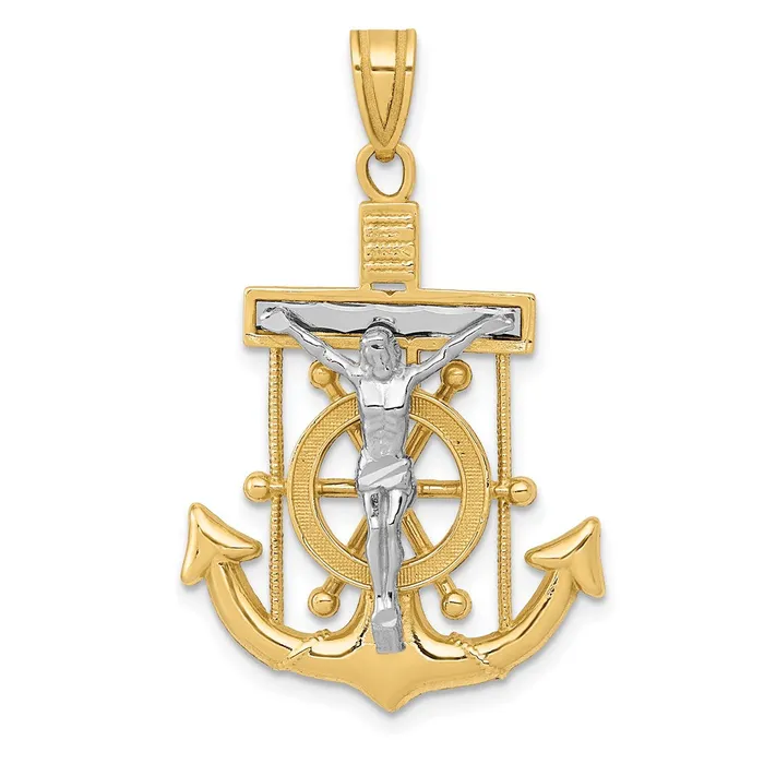 Goldia Rings 14k Twotone Gold Diamondcut Mariners Cross Pendant