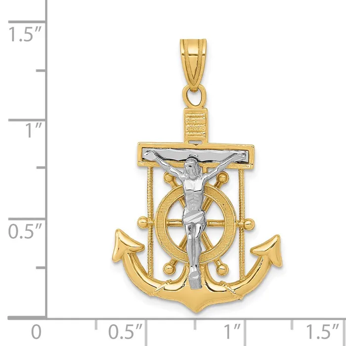 Goldia Rings 14k Twotone Gold Diamondcut Mariners Cross Pendant