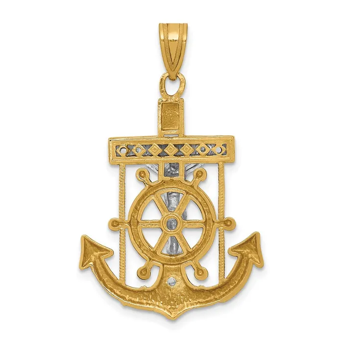 Goldia Rings 14k Twotone Gold Diamondcut Mariners Cross Pendant