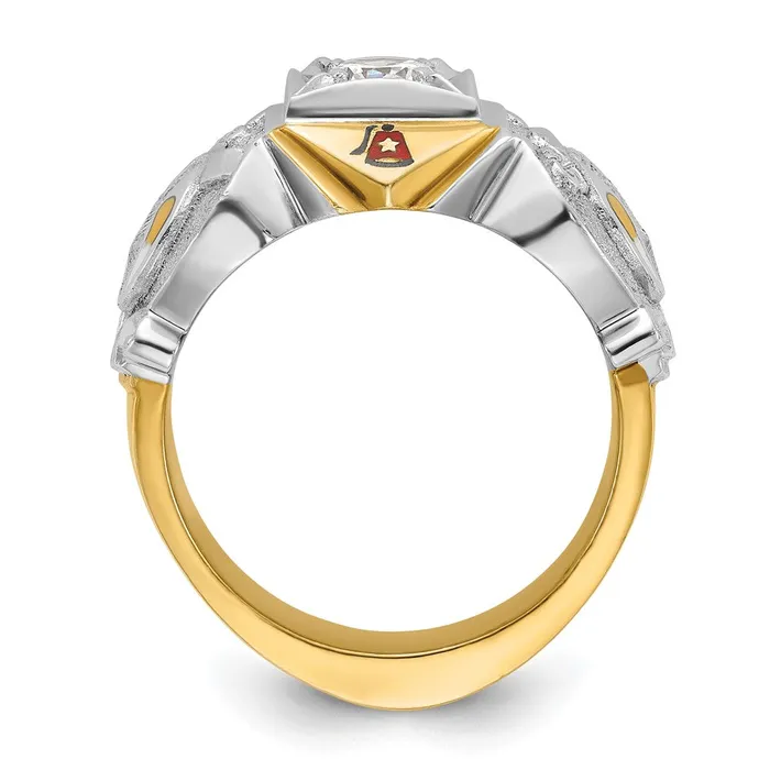 Goldia Rings 14k Twotone Gold Mens Polished and Textured Masonic Shriners Ring Mounting