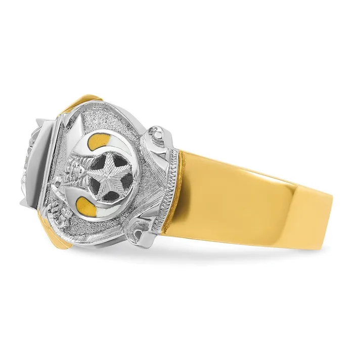 Goldia Rings 14k Twotone Gold Mens Polished and Textured Masonic Shriners Ring Mounting