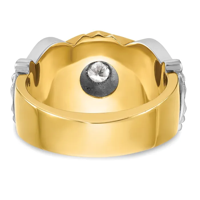 Goldia Rings 14k Twotone Gold Mens Polished and Textured Masonic Shriners Ring Mounting