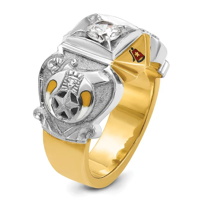 Goldia Rings 14k Twotone Gold Mens Polished and Textured Masonic Shriners Ring Mounting