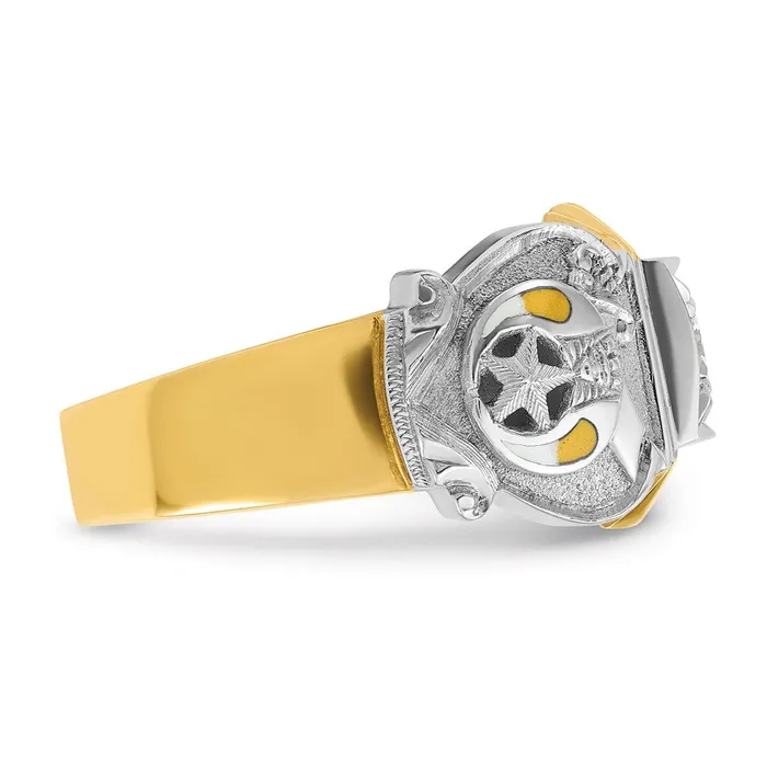 Goldia Rings 14k Twotone Gold Mens Polished and Textured Masonic Shriners Ring Mounting