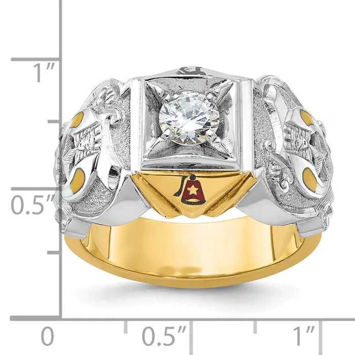 Goldia Rings 14k Twotone Gold Mens Polished and Textured Masonic Shriners Ring Mounting
