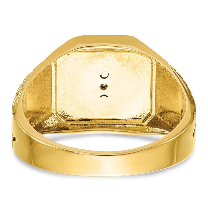 Goldia Rings 14k Twotone Gold Mens Polished and Textured with Blue Enamel and Diamond Blue Lodge Master Masonic Ring