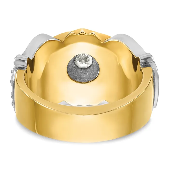 Goldia Rings 14k Twotone Gold Mens Polished and Textured with Multicolor Enamel and Diamond Knights Templar Masonic Shriners Ring