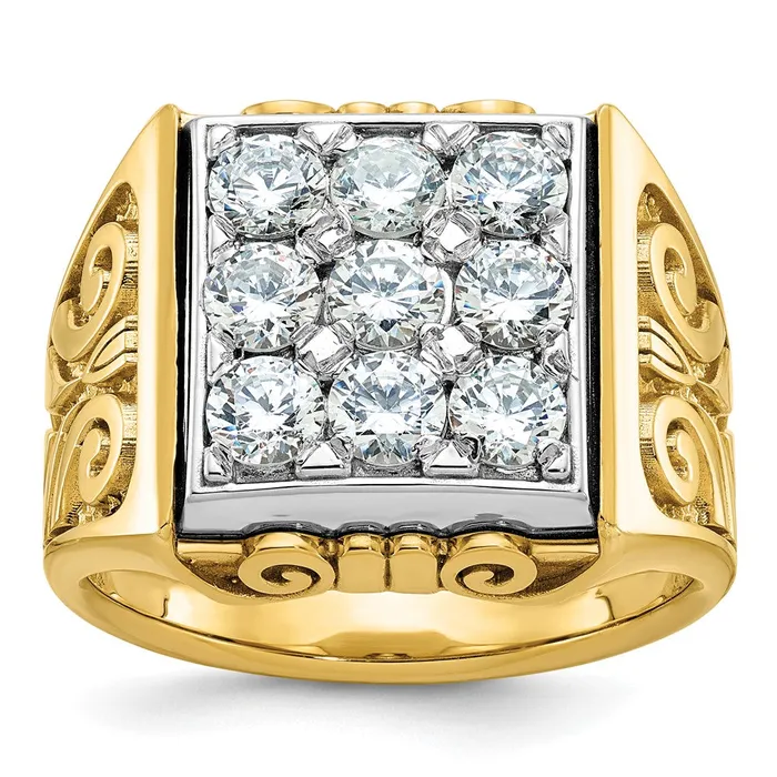 Goldia Rings 14k Twotone Gold Mens Scroll Design Diamond Ring Mounting Goldia Rings 14k Twotone Gold Mens Scroll Design Diamond Ring Mounting