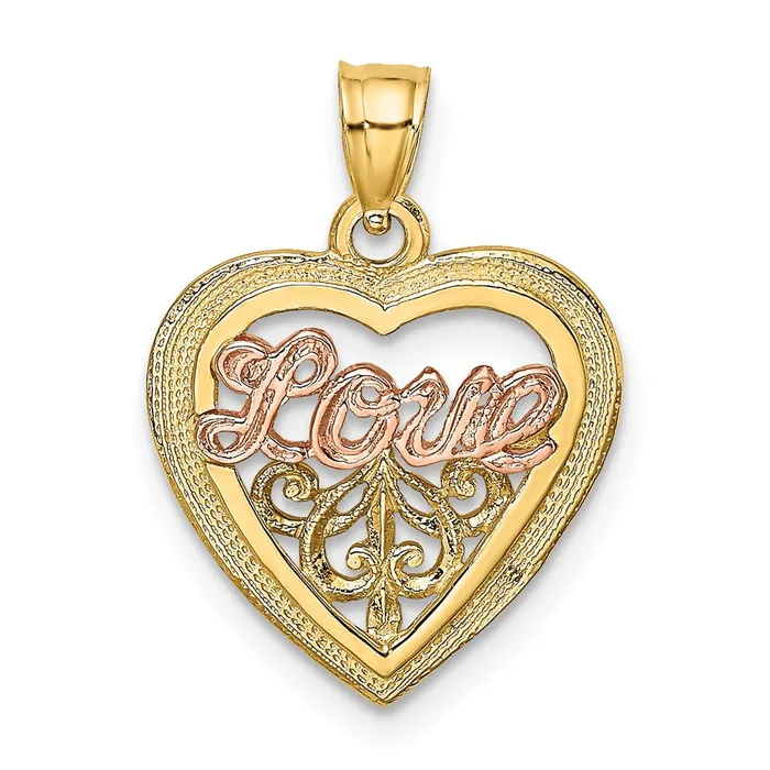 Goldia Rings 14k Twotone Gold Twotone Gold LOVE Heart Charm