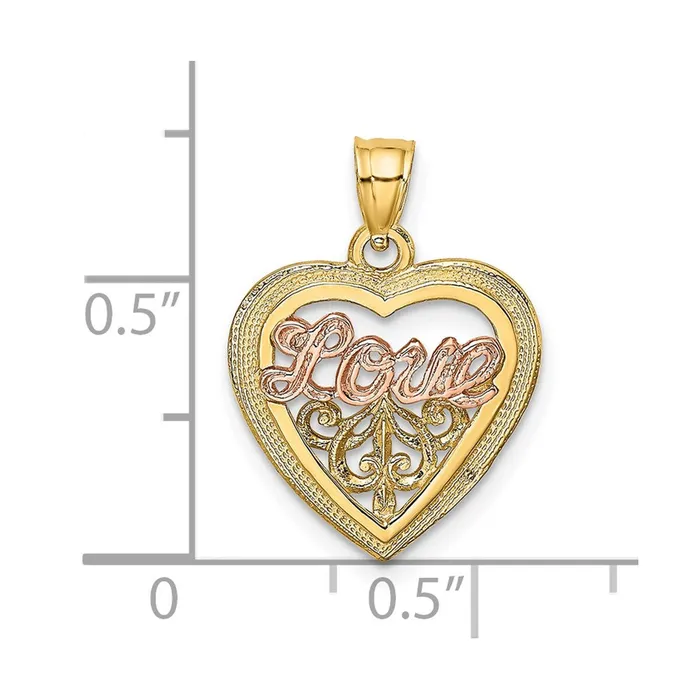 Goldia Rings 14k Twotone Gold Twotone Gold LOVE Heart Charm