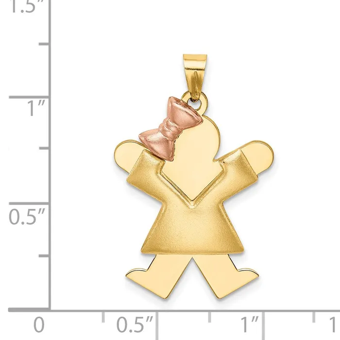 Goldia Rings 14k Twotone Gold Twotone Gold Puffed Girl with Bow on Left Engravable Charm