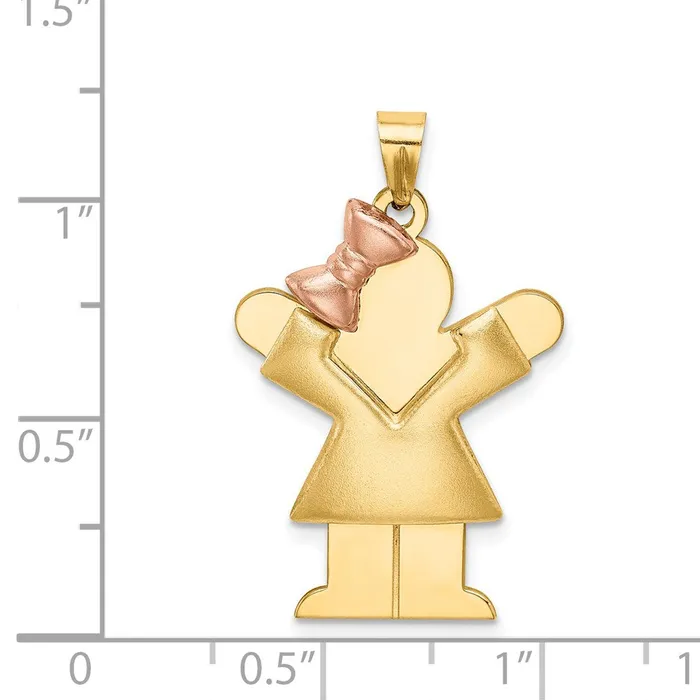 Goldia Rings 14k Twotone Gold Twotone Gold Puffed Girl with Bow on Left Engravable Charm