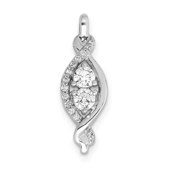 Goldia Rings 14k White Gold 14ct Real Diamond Fancy Twist Chain Slide