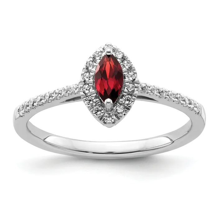 Goldia Rings 14k White Gold 15 Ct Lab Grown Diamond VSSI G and Garnet January Birthstone Ring Goldia Rings 14k White Gold 15 Ct Lab Grown Diamond VSSI G and Garnet January Birthstone Ring