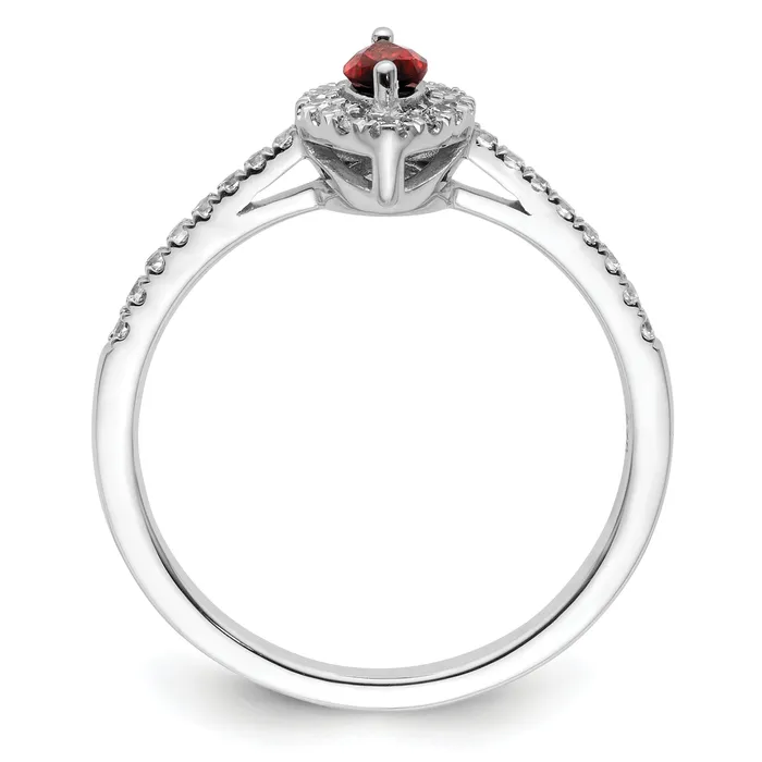 Goldia Rings 14k White Gold 15 Ct Lab Grown Diamond VSSI G and Garnet January Birthstone Ring
