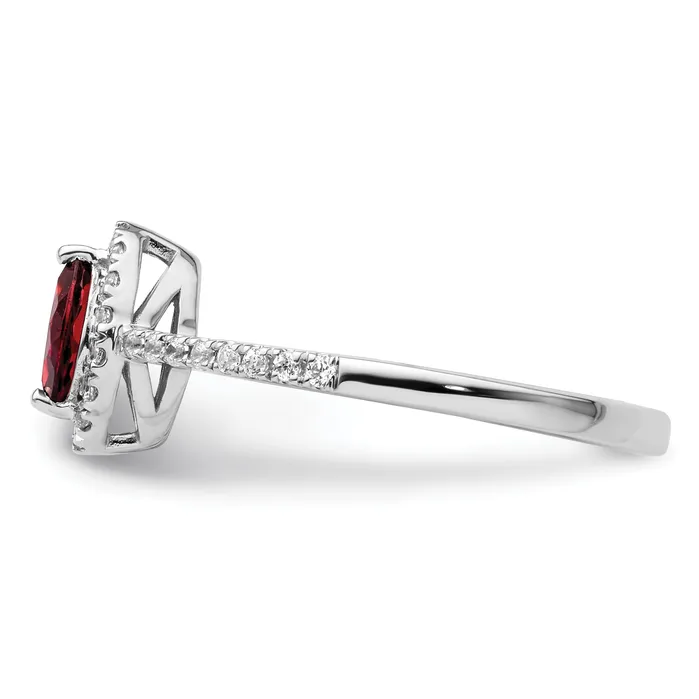 Goldia Rings 14k White Gold 15 Ct Lab Grown Diamond VSSI G and Garnet January Birthstone Ring