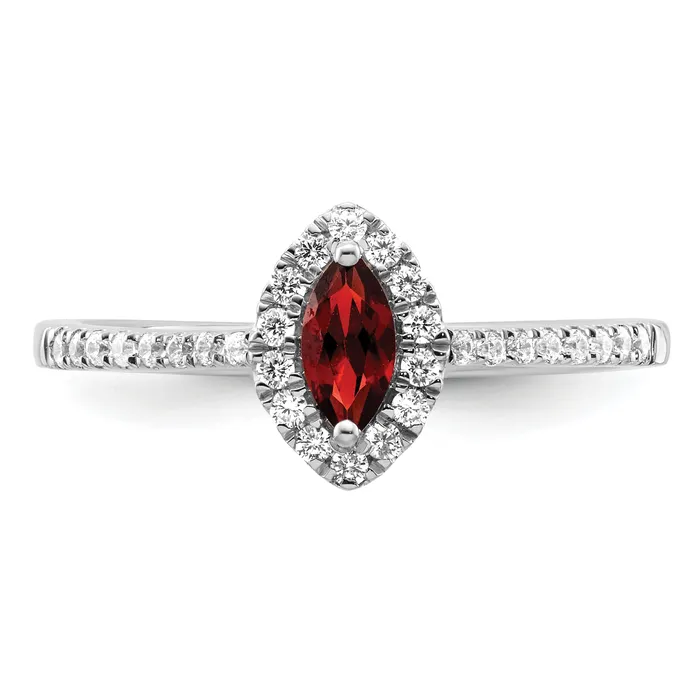 Goldia Rings 14k White Gold 15 Ct Lab Grown Diamond VSSI G and Garnet January Birthstone Ring
