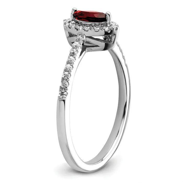 Goldia Rings 14k White Gold 15 Ct Lab Grown Diamond VSSI G and Garnet January Birthstone Ring
