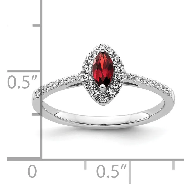Goldia Rings 14k White Gold 15 Ct Lab Grown Diamond VSSI G and Garnet January Birthstone Ring