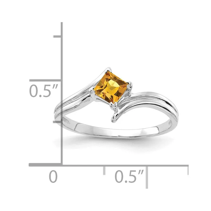 Goldia Rings 14k White Gold 4mm Princess Cut Citrine ring