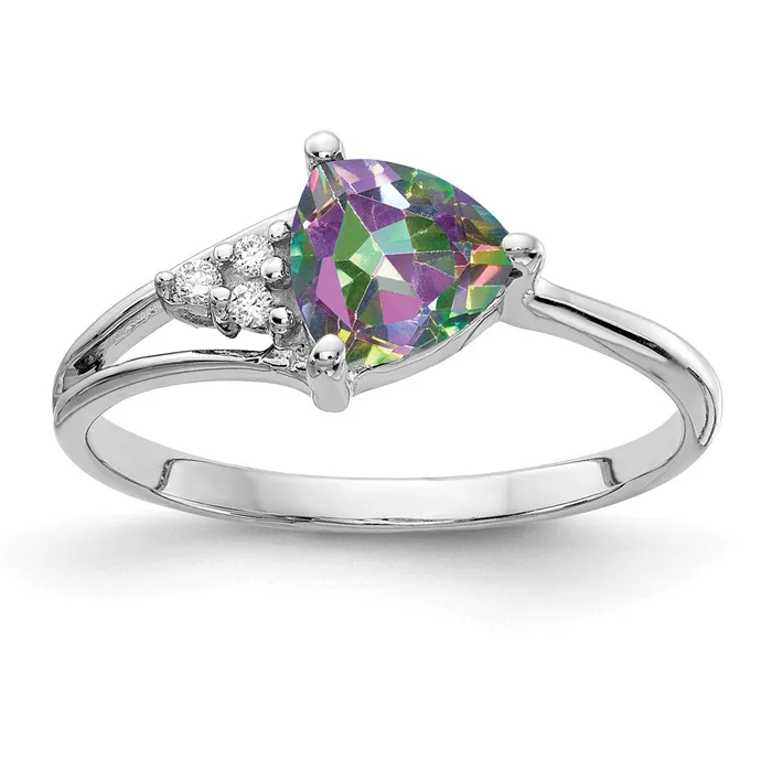 Goldia Rings 14k White Gold 6mm Fire Topaz AA Diamond ring